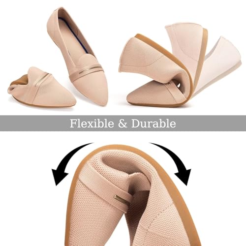 Image of Frank Mully Women's Casual Loafer Flats Slip On Loafer Shoes Comfortable Knit Flat Shoes Classics Pointy Toe Loafer Flats,for Work,Travel