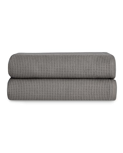 Cozy Earth Waffle Bath Towels - 60% Cotton 40% Viscose from Bamboo Bath Towels 30 x 58 Inches - Soft & Absorbent Terry