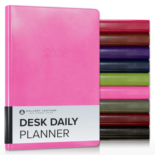 Gallery Leather Daily Planner 2026, Elegantly Bound Daily Calendar Planner and Notebook with Stylish Gold-Gilded Page Edges, 12 Months - Acadia Hope - 8 x 5.5 ”