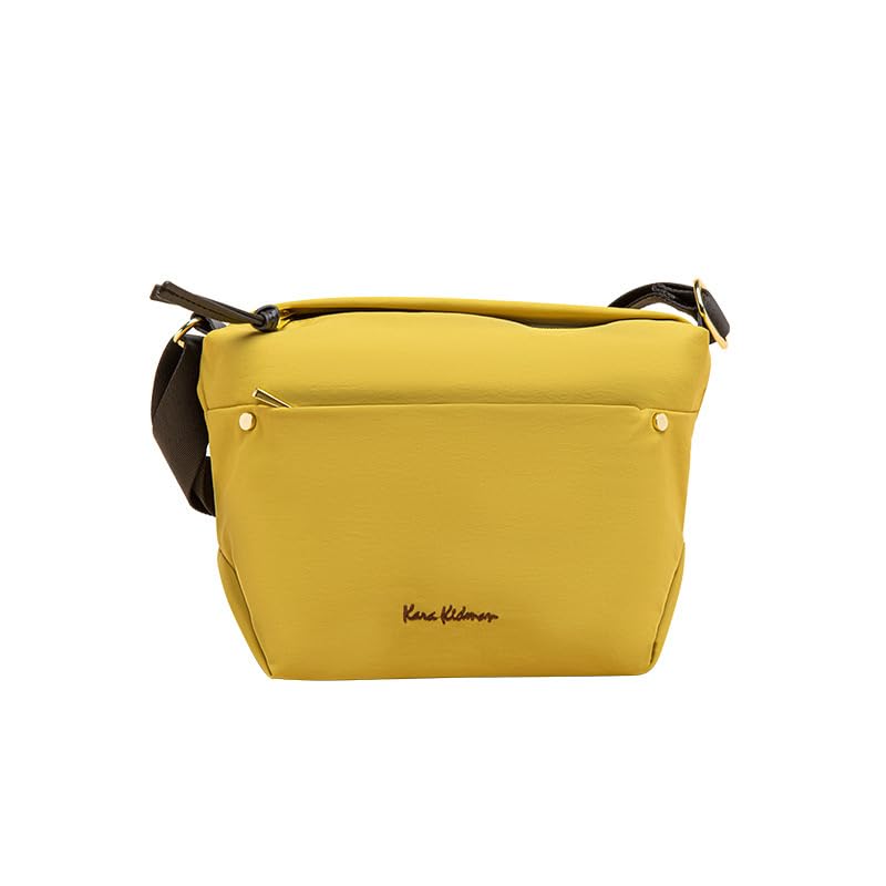 Sac à main à bandoulière jaune et marron mode urbaine grand format 28cm