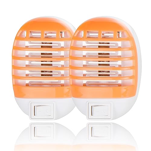 Fly Traps Indoor for Home PARSMIC Bug Zapper Mosquito Trap Electric Fly Swatter Racket Fly Zapper Fly Killer – Orange, 2 PCS