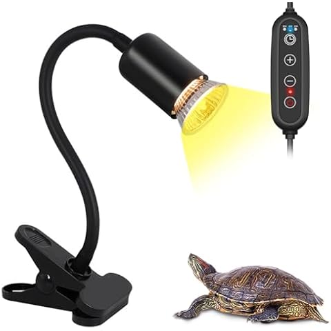 DOMICA Dimmable Reptile Heat Lamp with Timer + 75W UVA UVB Light Bulb, Basking Spot Light Simulated Sunlight, Heating Lamp for Turtle, Lizard, Snake, Beared Dragon, Amphibians Cover