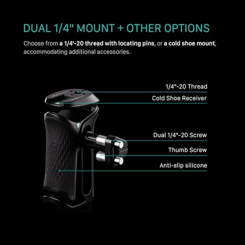 Image of Tilta Xeno Side Handle for Filmmakers & Cameras - Titanium Gray | Secure Connection & Helps Prevent Rotation | Adjustable Height | Textured Silicone Grip | Convenient Assembly (Dual 1 /4″-20)