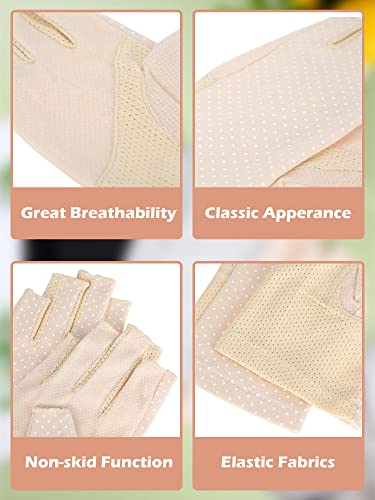 Geyoga 3 Paar Sonnenschutz Halbfinger Handschuhe für Damen rutschfeste UV Schutzhandschuhe Dünne Angelhandschuhe, 3 Farben