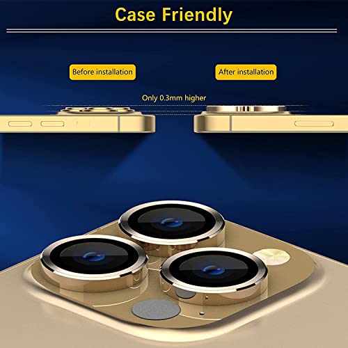 Image of Compatible for I Phone 13 pro Camera Lens ring camera Protector Camera lens ring protector for i phone 13 pro gold