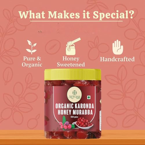 Image of Arivasa Karonda Honey Murabba 500g | Handcrafted & Naturally Sweetened with Pure Honey | Unprocessed Karonda Ka Murabba with No Preservatives | Supports Digestion & Immunity | Healthy Fruit Preserve Jar