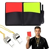Dongcill Schiedsrichter Karten Set,mit Gelbe und Rote Karte Fußball,2 Metall Schiedsrichter Pfeife mit Schlüsselband,Punktebuch, Bleistift, für Fußballspiele, Fußballtraining und Schulsporttage