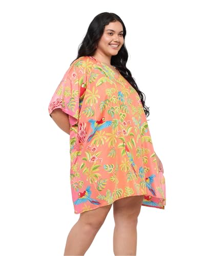 Image of Oussum Short Caftans for Women Plus Size Kaftan Tunic Tops Polyester Summer Beach Clothing Mini Cover Ups Dress for Ladies