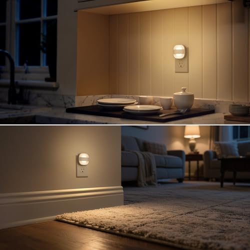 Image of DORESshop Night Lights Plug Into Wall,4 Pack Foldable Night Light | Portable Dimmable Mini Nightlight with Dusk to Dawn Sensor,3000K Ideal Travel Night light for Bedroom Stairs Hallway