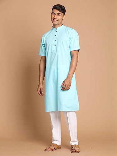Image of VASTRAMAY Men's Cotton Linen Kurta Pyjama Set (1)