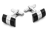 MIORE Herren-Manschettenknöpfe hochwertiger Edelstahl Onyx schwarz CM012