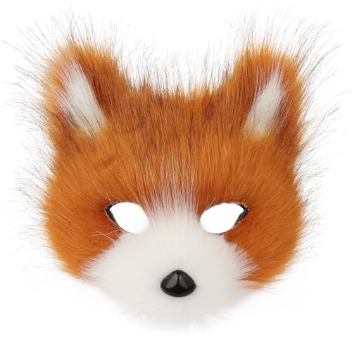hbbhml - Máscara de lobo de raposa de animais para festas de Halloween, fantasias de cosplay, acessórios de pelúcia para gatos, máscaras de meia face, carnaval, Natal, máscara