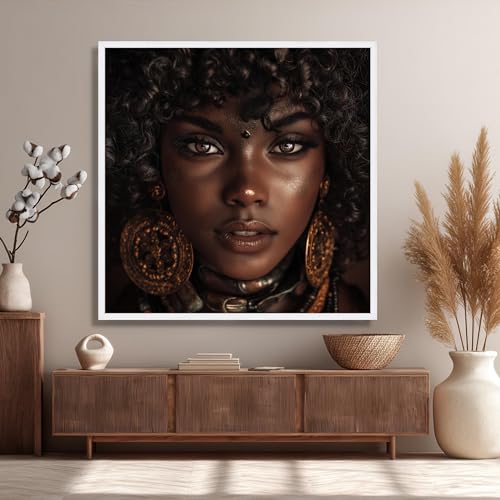 Peinture femme africaine sur toile emotion ethnique et visage authentique brun - 4