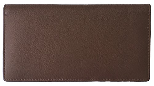 Walnut RFID Leather Checkbook Cover With Credit Card Slots and Pen Holder