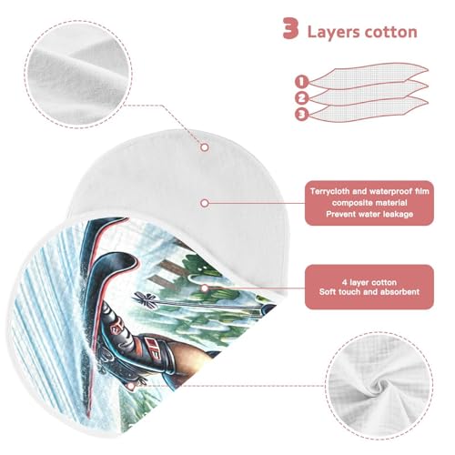 Cartoon Skiing Cat Blue Baby Burp Cloths Soft Burp Cloth Burp Rags Cotton Burp Clothes Absorbent Muslin Burp Cloths for Unisex Boy Newborn Girl 1 Pack 22x11 Inches3