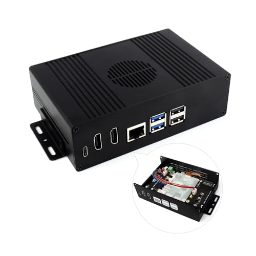 Waveshare M.2 NVME PCIE Case for Raspberry Pi 5, with 2X HDMI Ports, Support 2X 4K Video Output/Efficient Cooling, Aluminum Alloy Case, with PCIe to M.2 Board, Support PCIe Extending to M.2 Interface