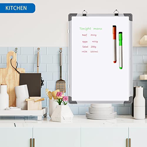 Dry Erase White Board 12" X 16" Hanging,8 Magnetic Markers ，6 Magnets,Portable Writing, Drawing & Planning Small Whiteboard Easy To Clean Wall Whiteboard For Office School, Kids, Home #TOP4