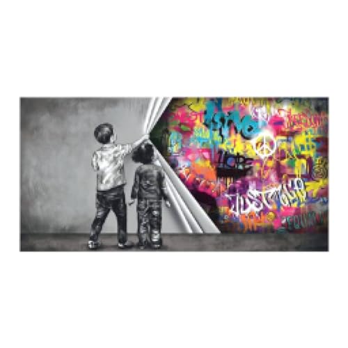 Impression toile peinture décorative graffiti abstrait poing 80x160 cm sans cadre