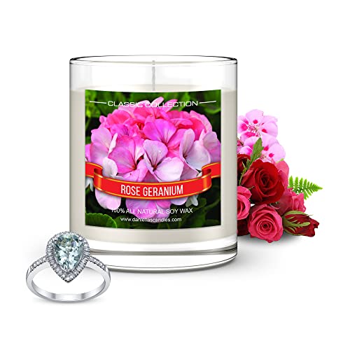 DANIELLA'S CANDLES Rose Geranium Jewelry Scented Candle with Earrings Inside