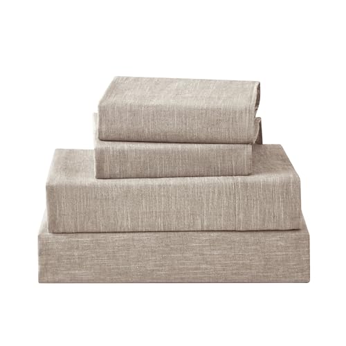 HOMICIA Linen Sheets Queen Size, Stonewashed Linen Cotton Blend Sheets with Slub Texture, Breathable...