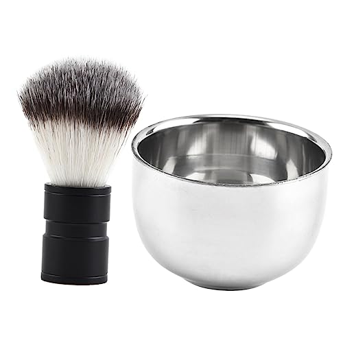 SAFIGLE 2 Piezas Kit de Inoxidable para Hombres Set de Brocha y Tazón para Afeitar para Tipo de Barbas