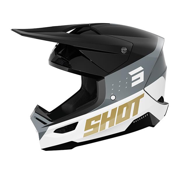 SHOT RACE GEAR Casque Motocross Furious League Black Gold Glossy – Casque Moto Cross Homologué ECE 22.06 – Ultra Léger 1300 g – Ventilation Optimisée...
