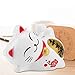 Solar Powered Maneki Neko LuckyCat Fortune Welcoming Waving Arm Paw Up Lazy Lying Wealth Fortune Cat Home Stores Car Feng Shui Decor White(02)