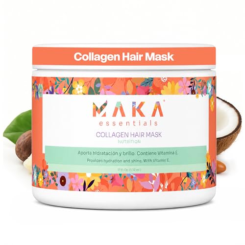 Maka Essentials - Collagen Nutrition Mask - moisturizes - shines - softens - strengthens - protects - nourishes - restores - repairs - 17 Fl Oz, natural
