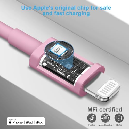 Image of Extra Long 10FT iPhone 14 13 12 Charger Fast Charging 20W PD USB C Wall Charger with Fast Charging Cable Compatible iPhone 14 /13 /12 /11 /Pro /Pro Max /Mini /Xs Max /XR /X, iPad - Pink