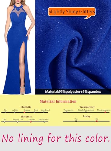 Image of VFSHOW Womens Formal Halter Keyhole Back Prom Gala Maxi Dress Evening Gown | Sexy Illusion Sweetheart Neck, High Slit, Wedding Guest, Applique, Twist Front Mermaid Dresses