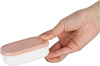 Vista 10 de Restaurantware Bento Tek - Recipientes de salsa de 3.7 x 2.2 x 1.1 pulgadas, 4 tazas blancas para salsa con tapas, con tapa rosa, de plástico