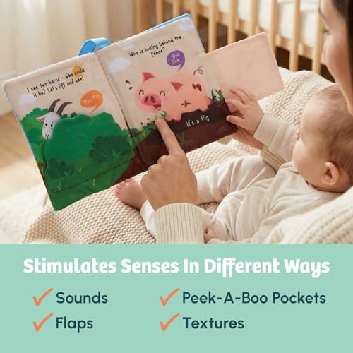 Image of Curious Cub Crinkle Cloth Book for Babies 0-6 Months, Sensory Toy