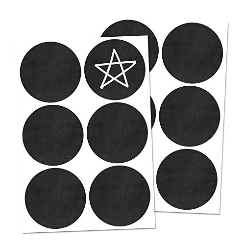 300 Piezas - Etiquetas para Frascos Pegatinas Negras, Borrable - 50mm