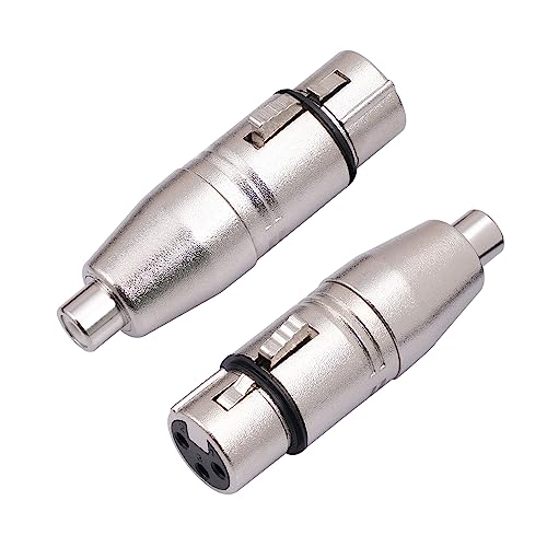 HUALEU 2Pack XLR Female to RCA Female Adapter Converter, Gender Changer Audio Coupler Connectors for Mixer, Recorder, Amplifier