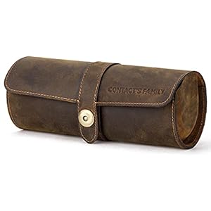 Contact Leather Watch Box Business Travel Case,Watches Storage Roll Display Case,Protector Case for 3 pieces watches…