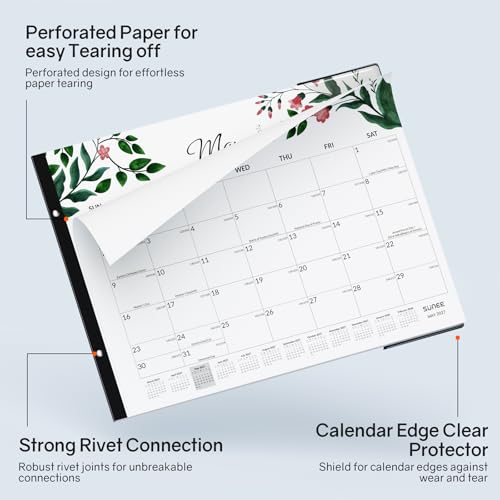 Image of SUNEE Desk Calendar 2026 Large 22x17 from July 2026 to December 2027, Extra Large Desktop Monthly Calendar Pad 18 Months For Teacher or Office, Desk Top, Greenery
