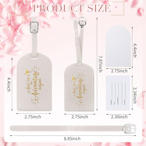 Image of Amylove Bulk Luggage Tags Wedding Favors Adventure Begins Luggage Tags for Guests Travel Tag for Suitcase Bridal Gift 24 Pack