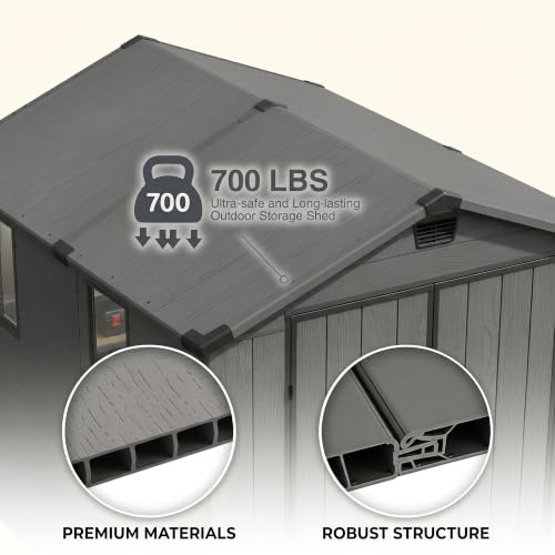 Image of Devoko 6x8 FT Resin Outdoor Storage Shed with Floor, Plastic Garden Shed