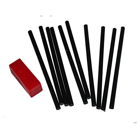 WSD 10 Black P-Tex PTex Rods Sticks Light and Drip Candle Black Ptex P-tex Ski Snowboard Base Repair Plus Bonus 45 gram All Temp Wax Cover