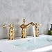 3pcs Basin Faucet Dual Handles Deck Mounted-B