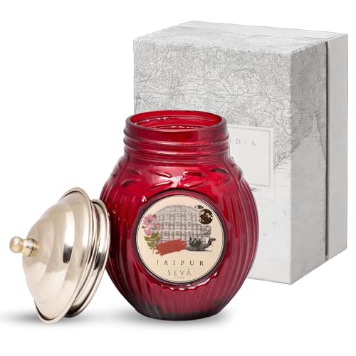 Image of SEVA HOME Ode to India Jaipur Scented Candle | Pink City Elegance | Exotic Spice & Floral Aroma | Long Lasting 45H Burn | Natural Soy Wax | Luxury Home Decor & Gifting