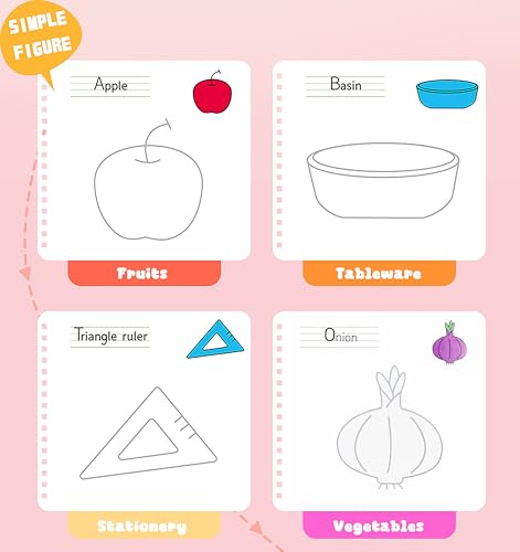 Image of VGRASSP 4 Pcs Educational Magic Drawing Tracing Book Toy for Kids - Reusable Art & Crafts Practice Workbook with Pen and 5 Refills - Grooved Doodle Book - Color and Design As Per Stock
