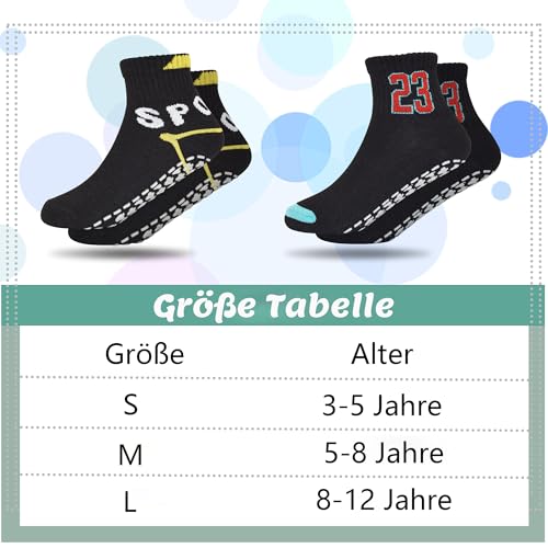 HYCLES Trampolin Socken Kinder Antirutschsocken 6 Paar Jungen Mädchen Rutschfeste Training Boden Kleinkind Socken für 5-8 Jahre