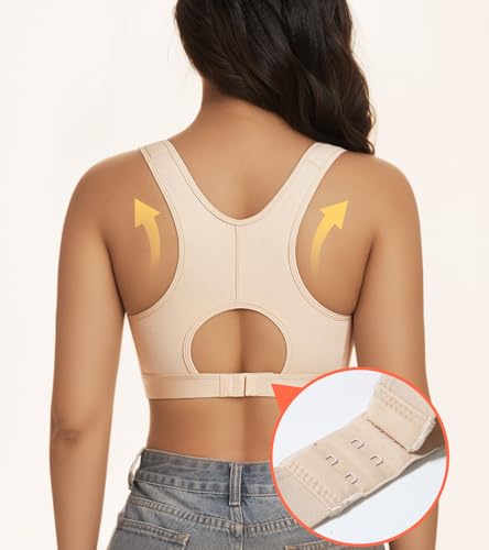 Lemorosy Women's Post Surgery Bra Front Closure Adjustable Straps Wireless Comfort Sport Brassiere3