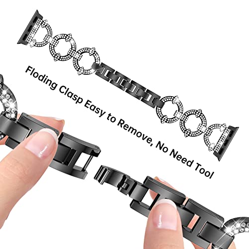 Image of Mesime Bling Jewelry Band Compatible with Apple Watch Bands for Women | Metal Band 46mm 45mm 44mm 42mm 41mm 40mm 38mm,Dressy Strap for iWatch Series 11 10 9 8 7 6 5 4 SE 3 2 1,Adjust without tools
