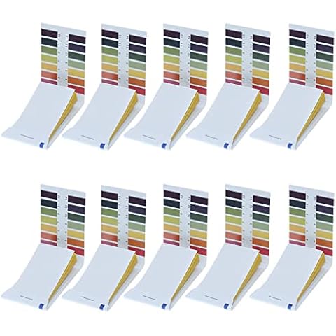 AUKENIEN 10 Pack 800 Strips pH 1-14 Test Strips Paper pH Balance Tester Litmus Universal Indicator Alkaline Acid Paper Kit for Testing Soil Water Cosmetics Saliva Urine Pet Food pH Level Cover