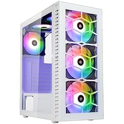 Kolink Observatory HF Glass - Caja para PC (6 ventiladores ARGB, 330 mm de liberación, placa base ATX, placa frontal de cristal, acero, media torre), color blanco