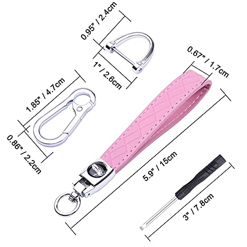Wisdompro Microfiber Leather Car Keychain, Universal Key Fob Keychain Leather Key Chain Holder With 3 Keyrings And 1 Screwdriver For Men And Women - Pink #TOP5