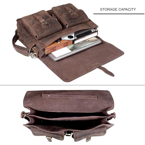 Bolso mensajero vintage de cuero para hombre y mujer miniatura 4