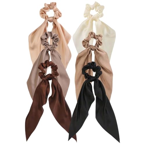 6 coleteros para el pelo, lazos anudados para el pelo, coleteros de cola larga, banda elástica para el pelo, lazos para el pelo, bufanda de satén, accesorios para el cabello